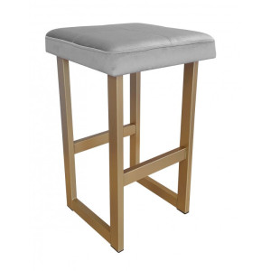 Hoker ALEX krzesło barowe tkanina Welur podstawa metalowa : Kolor Stelaża - Złoty, Kolor tkaniny - VELVET - MG17, Wysokość - 60 cm
