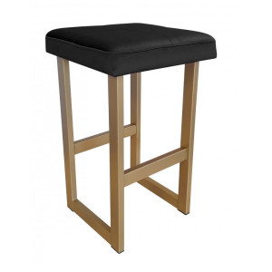 Hoker ALEX krzesło barowe tkanina Welur podstawa metalowa : Kolor Stelaża - Złoty, Kolor tkaniny - VELVET - MG19, Wysokość - 60 cm