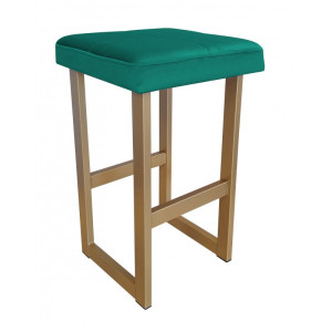 Hoker ALEX krzesło barowe tkanina Welur podstawa metalowa : Kolor Stelaża - Złoty, Kolor tkaniny - VELVET - MG20, Wysokość - 75 cm