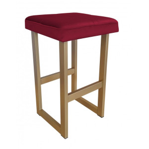 Hoker ALEX krzesło barowe tkanina Welur podstawa metalowa : Kolor Stelaża - Złoty, Kolor tkaniny - VELVET - MG31, Wysokość - 60 cm