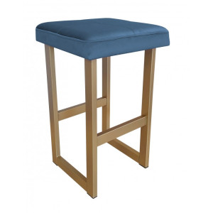 Hoker ALEX krzesło barowe tkanina Welur podstawa metalowa : Kolor Stelaża - Złoty, Kolor tkaniny - VELVET - MG33, Wysokość - 60 cm