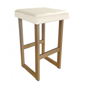 Hoker ALEX krzesło barowe tkanina Welur podstawa metalowa : Kolor Stelaża - Złoty, Kolor tkaniny - VELVET - MG50, Wysokość - 60 cm