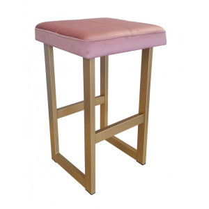 Hoker ALEX krzesło barowe tkanina Welur podstawa metalowa : Kolor Stelaża - Złoty, Kolor tkaniny - VELVET - MG58, Wysokość - 75 cm