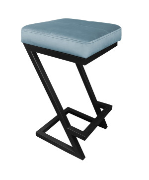 Hoker ZETA krzesło barowe tkanina Welur podstawa metalowa LOFT : Kolor Stelaża - Czarny , Kolor tkaniny - VELVET - BL06