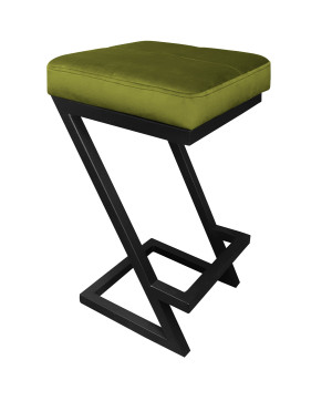 Hoker ZETA krzesło barowe tkanina Welur podstawa metalowa LOFT : Kolor Stelaża - Czarny , Kolor tkaniny - VELVET - BL75