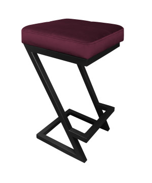 Hoker ZETA krzesło barowe tkanina Welur podstawa metalowa LOFT : Kolor Stelaża - Czarny , Kolor tkaniny - VELVET - MG02