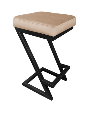 Hoker ZETA krzesło barowe tkanina Welur podstawa metalowa LOFT : Kolor Stelaża - Czarny , Kolor tkaniny - VELVET - MG06