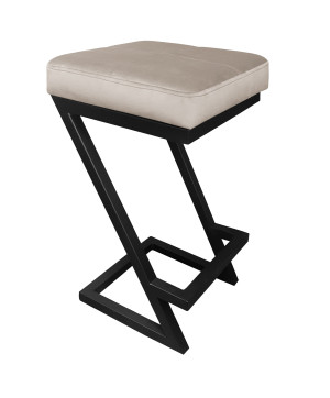 Hoker ZETA krzesło barowe tkanina Welur podstawa metalowa LOFT : Kolor Stelaża - Czarny , Kolor tkaniny - VELVET - MG09