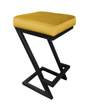 Hoker ZETA krzesło barowe tkanina Welur podstawa metalowa LOFT : Kolor Stelaża - Czarny , Kolor tkaniny - VELVET - MG15