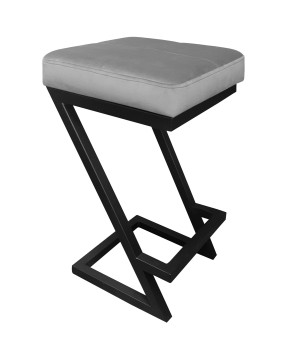 Hoker ZETA krzesło barowe tkanina Welur podstawa metalowa LOFT : Kolor Stelaża - Czarny , Kolor tkaniny - VELVET - MG17