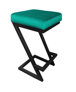 Hoker ZETA krzesło barowe tkanina Welur podstawa metalowa LOFT : Kolor Stelaża - Czarny , Kolor tkaniny - VELVET - MG20