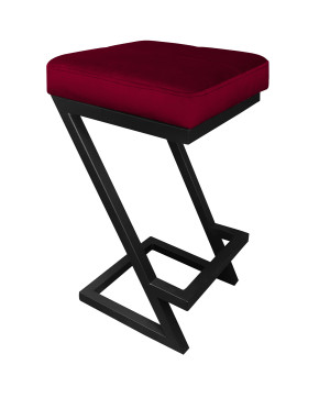 Hoker ZETA krzesło barowe tkanina Welur podstawa metalowa LOFT : Kolor Stelaża - Czarny , Kolor tkaniny - VELVET - MG31