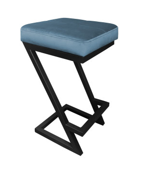 Hoker ZETA krzesło barowe tkanina Welur podstawa metalowa LOFT : Kolor Stelaża - Czarny , Kolor tkaniny - VELVET - MG33