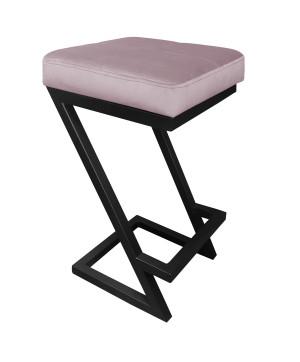 Hoker ZETA krzesło barowe tkanina Welur podstawa metalowa LOFT : Kolor Stelaża - Czarny , Kolor tkaniny - VELVET - MG55