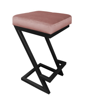 Hoker ZETA krzesło barowe tkanina Welur podstawa metalowa LOFT : Kolor Stelaża - Czarny , Kolor tkaniny - VELVET - MG58