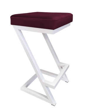 Hoker ZETA krzesło barowe tkanina Welur podstawa metalowa LOFT : Kolor Stelaża - Biały, Kolor tkaniny - VELVET - MG02