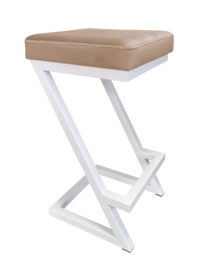 Hoker ZETA krzesło barowe tkanina Welur podstawa metalowa LOFT : Kolor Stelaża - Biały, Kolor tkaniny - VELVET - MG06