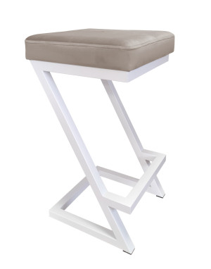 Hoker ZETA krzesło barowe tkanina Welur podstawa metalowa LOFT : Kolor Stelaża - Biały, Kolor tkaniny - VELVET - MG09