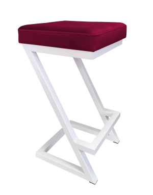 Hoker ZETA krzesło barowe tkanina Welur podstawa metalowa LOFT : Kolor Stelaża - Biały, Kolor tkaniny - VELVET - MG31