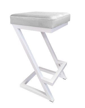 Hoker ZETA krzesło barowe tkanina Welur podstawa metalowa LOFT : Kolor Stelaża - Biały, Kolor tkaniny - VELVET - MG39