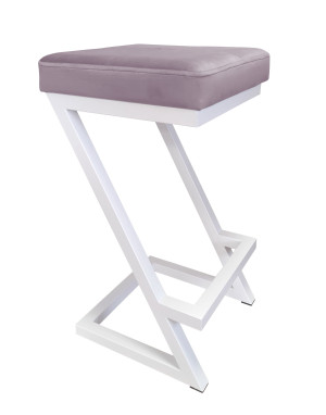 Hoker ZETA krzesło barowe tkanina Welur podstawa metalowa LOFT : Kolor Stelaża - Biały, Kolor tkaniny - VELVET - MG55