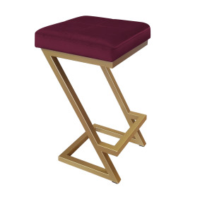 Hoker ZETA krzesło barowe tkanina Welur podstawa metalowa LOFT : Kolor Stelaża - Złoty, Kolor tkaniny - VELVET - MG02