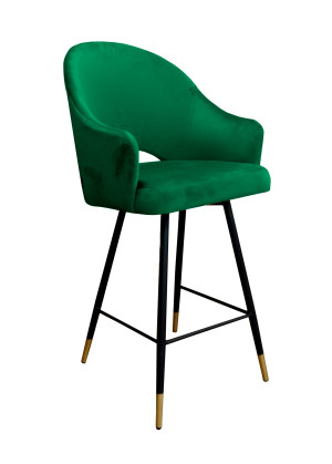 Hoker Velvet krzesło barowe tkanina Welur podstawa metalowa : Kolor nogi - Czano-złota stożek, Kolor tkaniny - VELVET - MG25, Typ siedziska - Siedzisko stałe