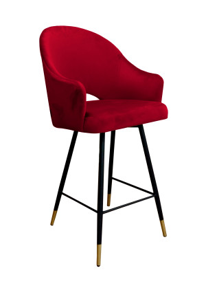 Hoker Velvet krzesło barowe tkanina Welur podstawa metalowa : Kolor nogi - Czano-złota stożek, Kolor tkaniny - VELVET - MG31, Typ siedziska - Siedzisko stałe