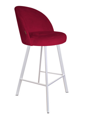 Hoker TRIX krzesło barowe tkanina Welur podstawa metalowa : Kolor nogi - Biały profil, Kolor tkaniny - VELVET - MG31, Typ siedziska - Siedzisko stałe