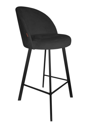Hoker TRIX krzesło barowe tkanina Welur podstawa metalowa : Kolor nogi - Czarna profil, Kolor tkaniny - VELVET - MG19, Typ siedziska - Siedzisko stałe