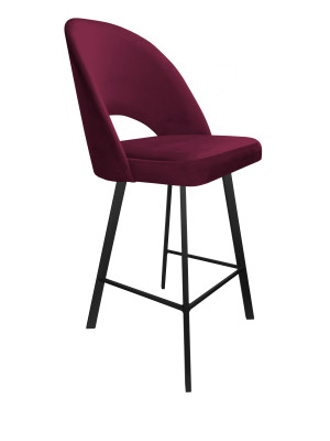 Hoker POLO krzesło barowe tkanina Welur podstawa metalowa : Kolor nogi - Czarna profil, Kolor tkaniny - VELVET - MG02, Typ siedziska - Siedzisko stałe