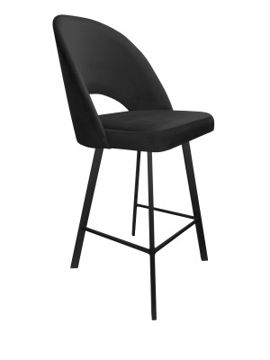 Hoker POLO krzesło barowe tkanina Welur podstawa metalowa : Kolor nogi - Czarna profil, Kolor tkaniny - VELVET - MG19, Typ siedziska - Siedzisko stałe