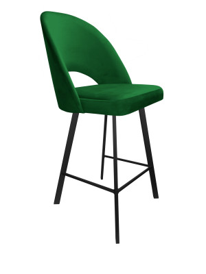Hoker POLO krzesło barowe tkanina Welur podstawa metalowa : Kolor nogi - Czarna profil, Kolor tkaniny - VELVET - MG25, Typ siedziska - Siedzisko stałe
