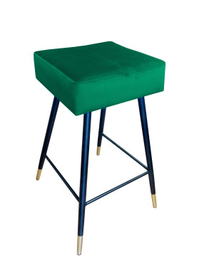 Hoker MAX krzesło barowe tkanina Welur podstawa metalowa : Kolor nogi - Czano-złota stożek, Kolor tkaniny - VELVET - MG25, Typ siedziska - Siedzisko stałe