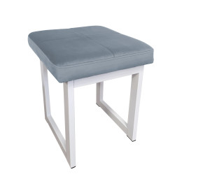 Taboret SOLID tkanina Welur stelaż metalowy STOŁEK LOFT : Kolor Stelaża - Biały, Kolor tkaniny - VELVET - BL06, Typ tkaniny - Velvet, Wysokość - 45 cm