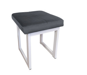 Taboret SOLID tkanina Welur stelaż metalowy STOŁEK LOFT : Kolor Stelaża - Biały, Kolor tkaniny - VELVET - BL14, Typ tkaniny - Velvet, Wysokość - 45 cm