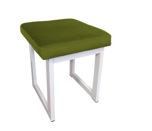 Taboret SOLID tkanina Welur stelaż metalowy STOŁEK LOFT : Kolor Stelaża - Biały, Kolor tkaniny - VELVET - BL75, Typ tkaniny - Velvet, Wysokość - 45 cm