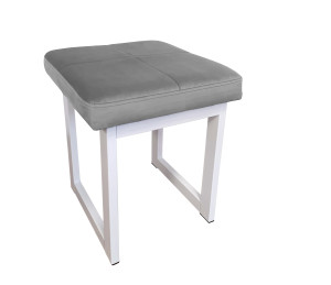 Taboret SOLID tkanina Welur stelaż metalowy STOŁEK LOFT : Kolor Stelaża - Biały, Kolor tkaniny - VELVET - MG17, Typ tkaniny - Velvet, Wysokość - 45 cm