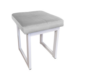 Taboret SOLID tkanina Welur stelaż metalowy STOŁEK LOFT : Kolor Stelaża - Biały, Kolor tkaniny - VELVET - MG39, Typ tkaniny - Velvet, Wysokość - 45 cm