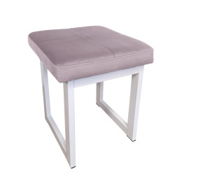 Taboret SOLID tkanina Welur stelaż metalowy STOŁEK LOFT : Kolor Stelaża - Biały, Kolor tkaniny - VELVET - MG55, Typ tkaniny - Velvet, Wysokość - 45 cm