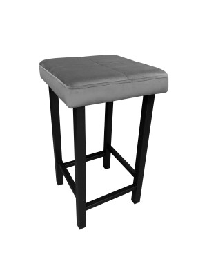 Taboret KLASYK tkanina Welur stelaż metalowy : Kolor Stelaża - Czarny , Kolor tkaniny - VELVET - MG17, Typ tkaniny - Velvet, Wysokość - 60 cm