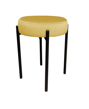 Taboret DIOR stelaż metalowy tkanina Welur : Kolor Stelaża - Czarny , Kolor tkaniny - VELVET - MG15, Typ tkaniny - Velvet