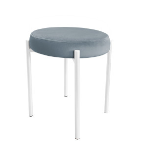 Taboret DIOR stelaż metalowy tkanina Welur : Kolor Stelaża - Biały, Kolor tkaniny - VELVET - BL06, Typ tkaniny - Velvet