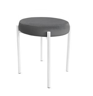 Taboret DIOR stelaż metalowy tkanina Welur : Kolor Stelaża - Biały, Kolor tkaniny - VELVET - BL14, Typ tkaniny - Velvet