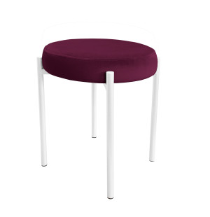 Taboret DIOR stelaż metalowy tkanina Welur : Kolor Stelaża - Biały, Kolor tkaniny - VELVET - MG02, Typ tkaniny - Velvet