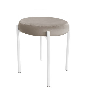 Taboret DIOR stelaż metalowy tkanina Welur : Kolor Stelaża - Biały, Kolor tkaniny - VELVET - MG09, Typ tkaniny - Velvet