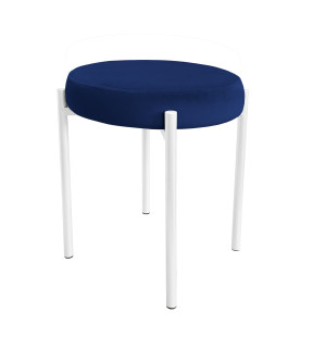 Taboret DIOR stelaż metalowy tkanina Welur : Kolor Stelaża - Biały, Kolor tkaniny - VELVET - MG16, Typ tkaniny - Velvet