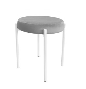 Taboret DIOR stelaż metalowy tkanina Welur : Kolor Stelaża - Biały, Kolor tkaniny - VELVET - MG17, Typ tkaniny - Velvet