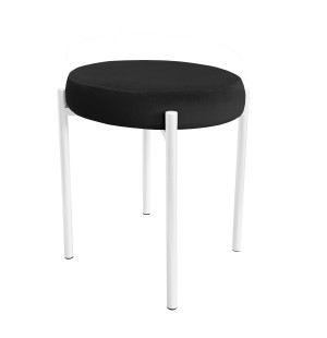 Taboret DIOR stelaż metalowy tkanina Welur : Kolor Stelaża - Biały, Kolor tkaniny - VELVET - MG19, Typ tkaniny - Velvet