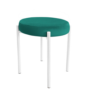 Taboret DIOR stelaż metalowy tkanina Welur : Kolor Stelaża - Biały, Kolor tkaniny - VELVET - MG20, Typ tkaniny - Velvet